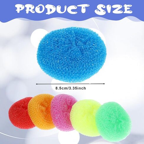 100 Pcs Plastic Scrubbers for Dishes, Round Pot Scrubbers for Kitchen Non Scratch Scouring Pads 3.35" Nylon Mesh Dish Scrubber Reusable Poly Mesh Scouring Dish Pads for Household Cleaning in Saudi Arabia