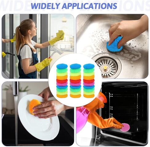 100 Pcs Plastic Scrubbers for Dishes, Round Pot Scrubbers for Kitchen Non Scratch Scouring Pads 3.35" Nylon Mesh Dish Scrubber Reusable Poly Mesh Scouring Dish Pads for Household Cleaning in Saudi Arabia