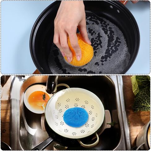 100 Pcs Plastic Scrubbers for Dishes, Round Pot Scrubbers for Kitchen Non Scratch Scouring Pads 3.35" Nylon Mesh Dish Scrubber Reusable Poly Mesh Scouring Dish Pads for Household Cleaning in Saudi Arabia
