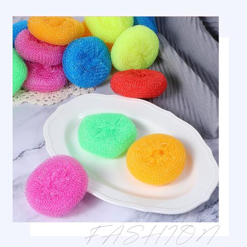100 Pcs Plastic Scrubbers for Dishes, Round Pot Scrubbers for Kitchen Non Scratch Scouring Pads 3.35" Nylon Mesh Dish Scrubber Reusable Poly Mesh Scouring Dish Pads for Household Cleaning in Saudi Arabia