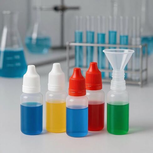 10 PCS (6 Bottles + 4 Funnel) 15ml (0.5oz) Small Plastic Dropper Bottles - White & Red Eye Liquid Dropper Bottles, Squeezable & Portable Travel Containers for Eye Drops, Refillable with Cap and Plug in Saudi Arabia