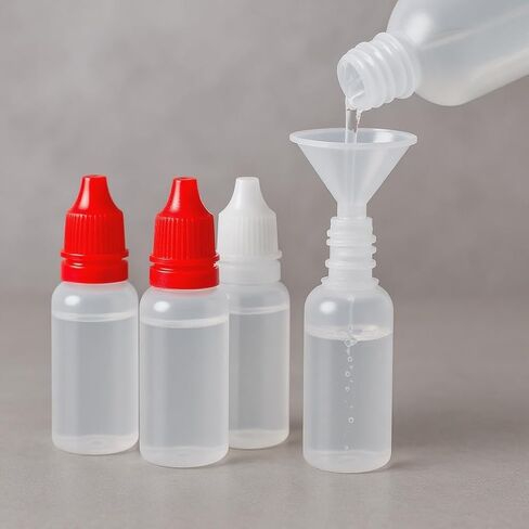 10 PCS (6 Bottles + 4 Funnel) 15ml (0.5oz) Small Plastic Dropper Bottles - White & Red Eye Liquid Dropper Bottles, Squeezable & Portable Travel Containers for Eye Drops, Refillable with Cap and Plug in Saudi Arabia