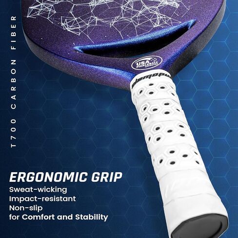 Pro Pickleball Paddle | T700 مجاذيف ألياف الكربون مع بلولك بلوتين مع البوليمرات البوليمرية البوليمرية الأساسية والاضطرابات الزائدة | قسط المخلل الكرة مضرب تحسن ودوران والطاقة | وافق USAPA in Kuwait
