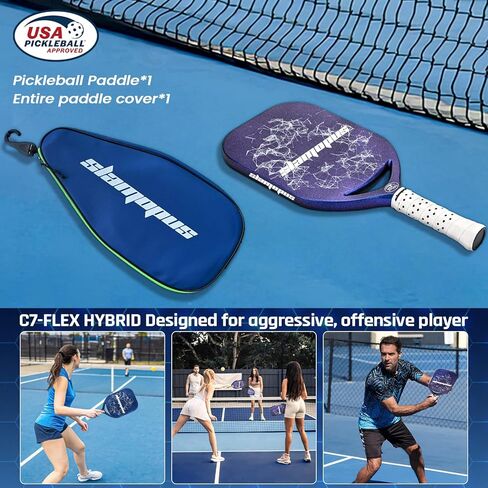 Pro Pickleball Paddle | T700 مجاذيف ألياف الكربون مع بلولك بلوتين مع البوليمرات البوليمرية البوليمرية الأساسية والاضطرابات الزائدة | قسط المخلل الكرة مضرب تحسن ودوران والطاقة | وافق USAPA in Kuwait