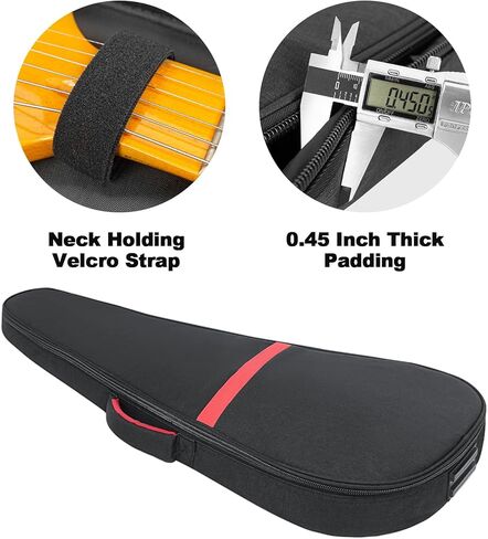 حقيبة جيتار الغيتار الكهربائية بحجم 11 مم كيس أزعج جيتار كهربائي مبطنة ، حقيبة ظهر للغيتار الكهربائي 39 بوصة مع حزام الرقبة والجيب ، الأسود in Kuwait