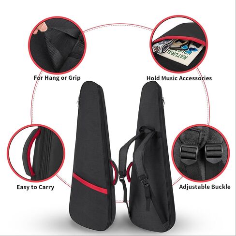 حقيبة جيتار الغيتار الكهربائية بحجم 11 مم كيس أزعج جيتار كهربائي مبطنة ، حقيبة ظهر للغيتار الكهربائي 39 بوصة مع حزام الرقبة والجيب ، الأسود in Kuwait