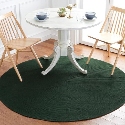 SAFAVIEH Braided Collection Area Rug - 4' Round, Dark Green, Handmade Country Farmhouse, Ideal for High Traffic Areas in Living Room, Bedroom (BRD402Y) in Saudi Arabia