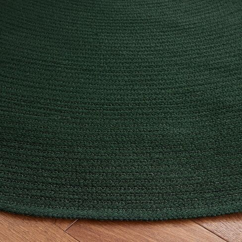 SAFAVIEH Braided Collection Area Rug - 4' Round, Dark Green, Handmade Country Farmhouse, Ideal for High Traffic Areas in Living Room, Bedroom (BRD402Y) in Saudi Arabia