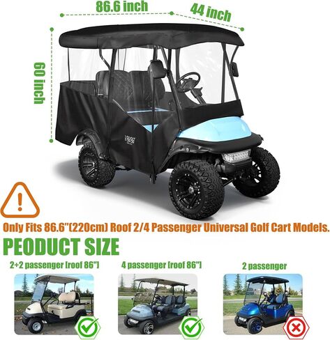 10L0L Golf Cart Carting حاويات 4 السقف الممتد للركاب ، غلاف أمطار عالمي للجولف لـ Yamaha Ezgo Txt RXV Car Car السابقة DS 86.61 in Saudi Arabia