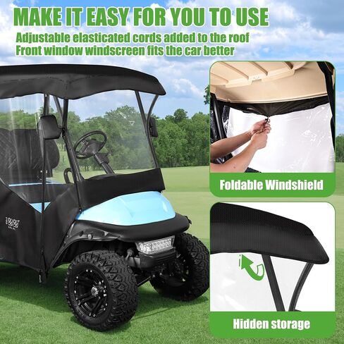 10L0L Golf Cart Carting حاويات 4 السقف الممتد للركاب ، غلاف أمطار عالمي للجولف لـ Yamaha Ezgo Txt RXV Car Car السابقة DS 86.61 in Saudi Arabia