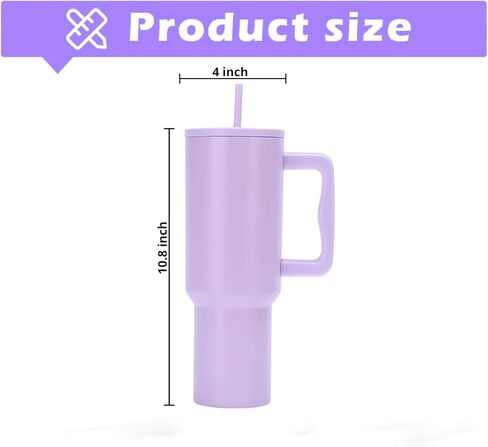 40 أوقية زجاجة ماء معزولة من الفولاذ المقاوم للصدأ مع مقبض وقش-بهلوان كبير للمشروبات الباردة-ترسوم خالية من BPA للسفر ، والمكتب (الوردي) in Kuwait