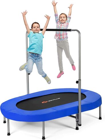 goplus trampoline قابلة للطي ، ادخل أطفال مصغرة مزدوجة ترامبولين مع الدرابزين المركزي القابل للتعديل ووسادة السلامة ، التمارين الرياضية للقلب الداخلي في الهواء الطلق ، حمولة كحد أقصى 330 رطلاً in Kuwait