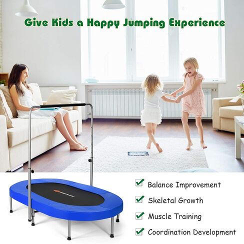 goplus trampoline قابلة للطي ، ادخل أطفال مصغرة مزدوجة ترامبولين مع الدرابزين المركزي القابل للتعديل ووسادة السلامة ، التمارين الرياضية للقلب الداخلي في الهواء الطلق ، حمولة كحد أقصى 330 رطلاً in Kuwait