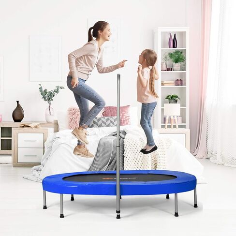 goplus trampoline قابلة للطي ، ادخل أطفال مصغرة مزدوجة ترامبولين مع الدرابزين المركزي القابل للتعديل ووسادة السلامة ، التمارين الرياضية للقلب الداخلي في الهواء الطلق ، حمولة كحد أقصى 330 رطلاً in Kuwait