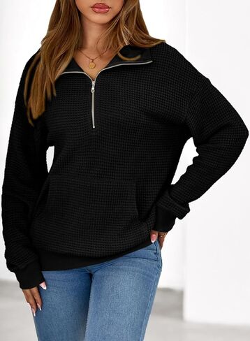 Dokotoo Womens Oversized Sweatshirts Quarter Zip Pullover Women 2025 Fall Fashion Long Sleeve Tops Outfits Clothes in Saudi Arabia