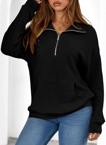 Dokotoo Womens Oversized Sweatshirts Quarter Zip Pullover Women 2025 Fall Fashion Long Sleeve Tops Outfits Clothes in Saudi Arabia