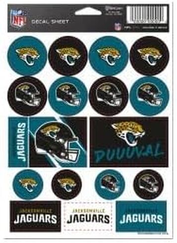 Jacksonville Jaguars Vinyl Sticker Sheet 5" x 7" in Saudi Arabia