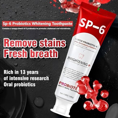 Sp-6 Probiotics Whitening Toothpaste - Sp6 Brightening Tooth Paste Enhanced Super Probiotic Formula Deep Cleaning Fresh Breath Dental Gum Health Oral Microbiota Strength Enamel Care in Saudi Arabia