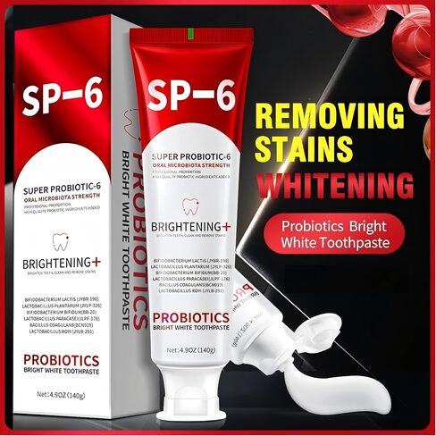 Sp-6 Probiotics Whitening Toothpaste - Sp6 Brightening Tooth Paste Enhanced Super Probiotic Formula Deep Cleaning Fresh Breath Dental Gum Health Oral Microbiota Strength Enamel Care in Saudi Arabia