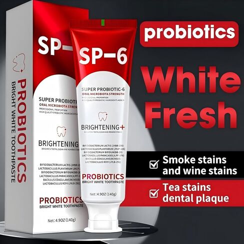 Sp-6 Probiotics Whitening Toothpaste - Sp6 Brightening Tooth Paste Enhanced Super Probiotic Formula Deep Cleaning Fresh Breath Dental Gum Health Oral Microbiota Strength Enamel Care in Saudi Arabia