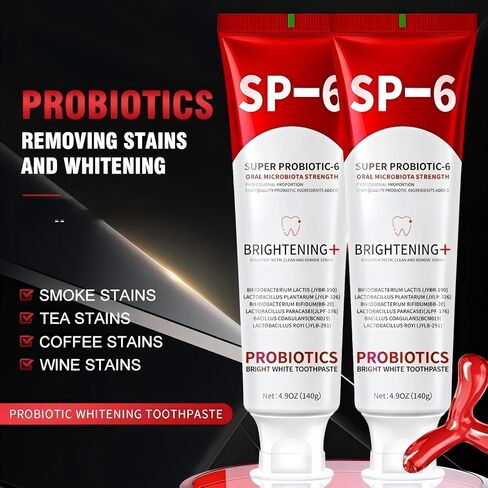 Sp-6 Probiotics Whitening Toothpaste - Sp6 Brightening Tooth Paste Enhanced Super Probiotic Formula Deep Cleaning Fresh Breath Dental Gum Health Oral Microbiota Strength Enamel Care in Saudi Arabia