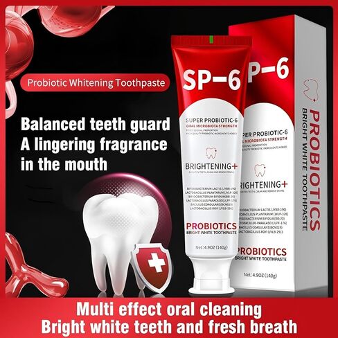 Sp-6 Probiotics Whitening Toothpaste - Sp6 Brightening Tooth Paste Enhanced Super Probiotic Formula Deep Cleaning Fresh Breath Dental Gum Health Oral Microbiota Strength Enamel Care in Saudi Arabia