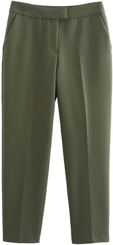 Women's Solid Color High Waist Ankle Pants in Kuwait