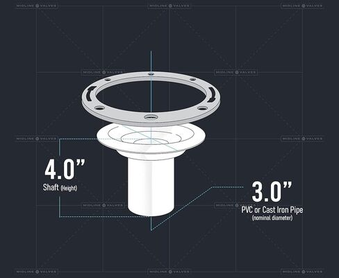 Midline Valve S1165 4-1/2’’ Long Closet Flange with Stainless Steel Ring Fits Into 3’’ PVC or Cast Iron Pipe in Saudi Arabia