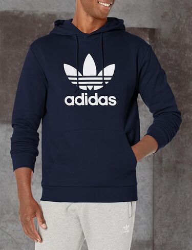 adidas Originals Men's Adicolor Classics Trefoil Hoodie, Medium Grey Heather/White, Large in Saudi Arabia