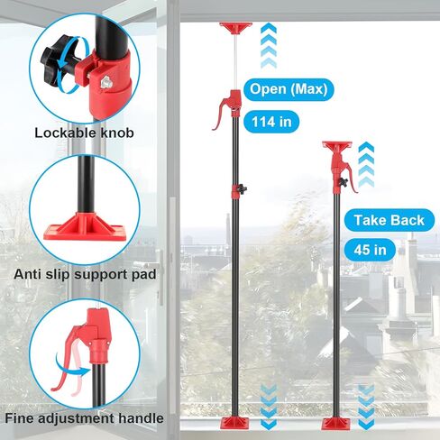 Cabinet Jack Support Pole, 45-114 Inch Adjustable Heights With 154 Lb Capacity, for Drywall Jack, Installing Cabinets 3rd Hand Rod in Saudi Arabia