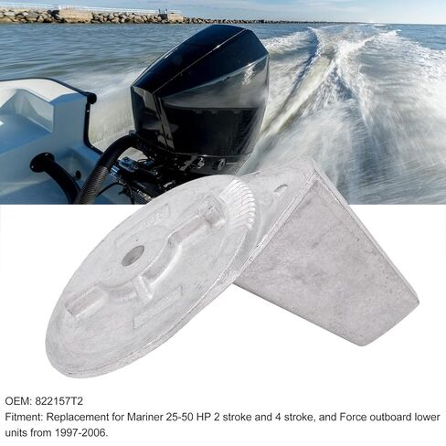 Marine Trim Tab Anode 822157T2, Acouto Boat Motor Trim Tab Anode Aluminum Alloy 822157T2 for Mariner 25‑502 4 Stroke in Kuwait