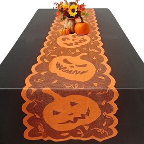 Pumpkin Table Runner Orange, Halloween Home Kitchen Dining Room Decorations, Jack-o-Lanterns Table Centerpiece Decor Idea, 13 x 72 inch in Saudi Arabia