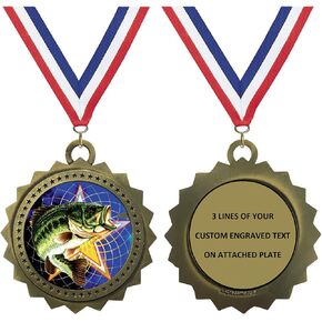 1 to 50 Packs Fishing Gold Medals Trophy Award with Free Custom Engraving D03-FCL470 in Kuwait