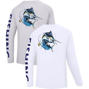 2 عبوة قمصان الصيد للرجال طويلة الأكمام UPF 50+ قميص حماية من أشعة الشمس رطوبة الفتان تي شيرت تي شيرت in Kuwait