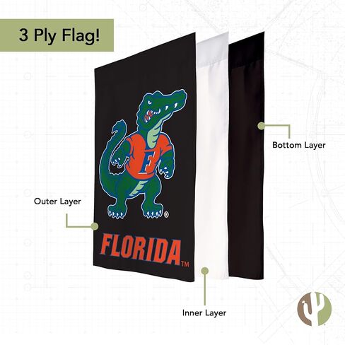Desert Cactus University of Florida UF Garden Flag - 19 × 12 بوصة لافتة فلوريدا غتورس ، للعرض في الهواء الطلق والأحداث (التصميم K) in Kuwait