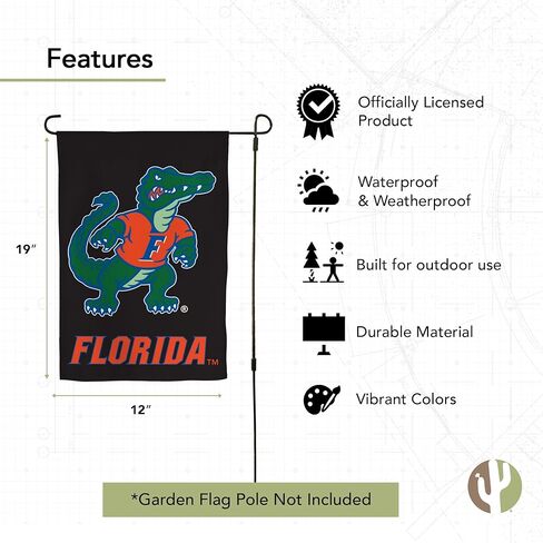Desert Cactus University of Florida UF Garden Flag - 19 × 12 بوصة لافتة فلوريدا غتورس ، للعرض في الهواء الطلق والأحداث (التصميم K) in Kuwait