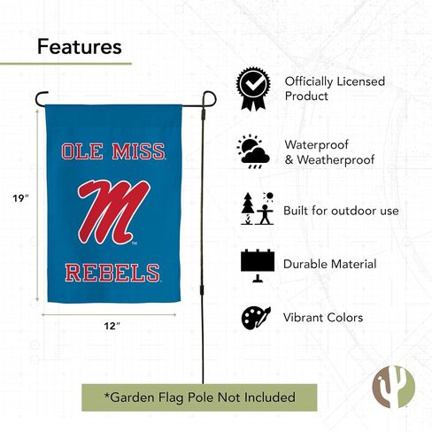 Desert Cactus University of Mississippi Um Garden Flag - 19 × 12 بوصة Mississippi Old Miss Rebels Banner ، للعرض في الهواء الطلق والأحداث (التصميم N) in Saudi Arabia