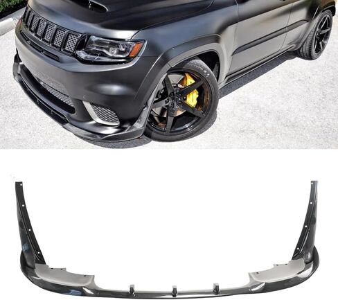 Front Lip with Side Winglets Glossy Black 5Pcs for Jeep Grand Cherokee SRT 2017-2021/Trackhawk 2018-2021 V4 Style Front Bumper Lip Splitter Spoiler in Saudi Arabia