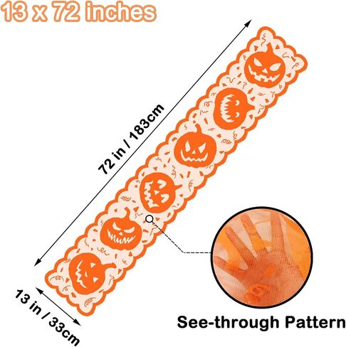 Pumpkin Table Runner Orange, Halloween Home Kitchen Dining Room Decorations, Jack-o-Lanterns Table Centerpiece Decor Idea, 13 x 72 inch in Saudi Arabia