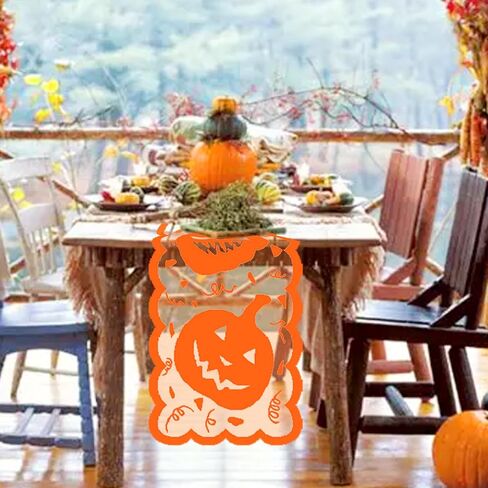 Pumpkin Table Runner Orange, Halloween Home Kitchen Dining Room Decorations, Jack-o-Lanterns Table Centerpiece Decor Idea, 13 x 72 inch in Saudi Arabia