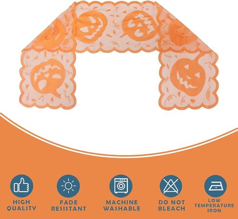 Pumpkin Table Runner Orange, Halloween Home Kitchen Dining Room Decorations, Jack-o-Lanterns Table Centerpiece Decor Idea, 13 x 72 inch in Saudi Arabia