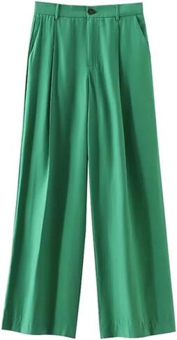 Women's Retro Casual Solid Color Draped Pocket Straight Loose Pants in Saudi Arabia