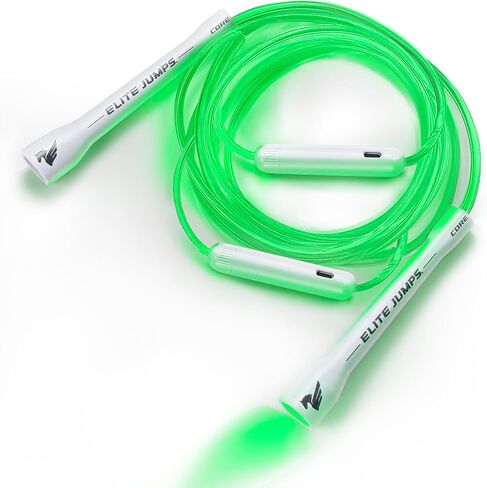 القفزات النخبة - عرض LED LED LED ROPE - للأطفال والكبار - متينة وخفيفة الوزن - طول قابل للتعديل و USB قابلة لإعادة الشحن - حبل قفز خالٍ من التشابك من أجل المتعة والتمرين - 6 ألوان نابضة بالحياة in Kuwait