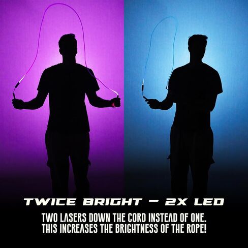 القفزات النخبة - عرض LED LED LED ROPE - للأطفال والكبار - متينة وخفيفة الوزن - طول قابل للتعديل و USB قابلة لإعادة الشحن - حبل قفز خالٍ من التشابك من أجل المتعة والتمرين - 6 ألوان نابضة بالحياة in Kuwait