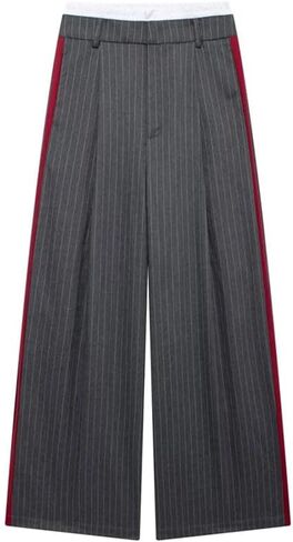 Women's Mid-Rise Zip-Up Trousers with Contrast Side Stripes in Saudi Arabia