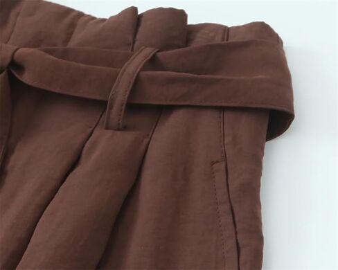 Women's Contrasting Color Stitching with Belt Wide Leg Straight Office Trousers in Saudi Arabia