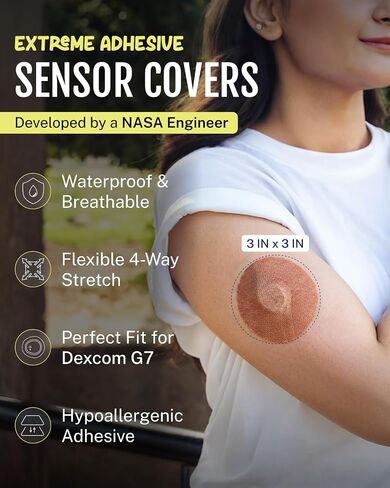 GrifGrips® Adhesive Patches CGM Covers – Dexcom G7 Over Patches Waterproof & Sweatproof CGM Sensor Cover Compatible with Dexcom G7 & Stelo Overpatch – 20 Pack (Black) in Saudi Arabia