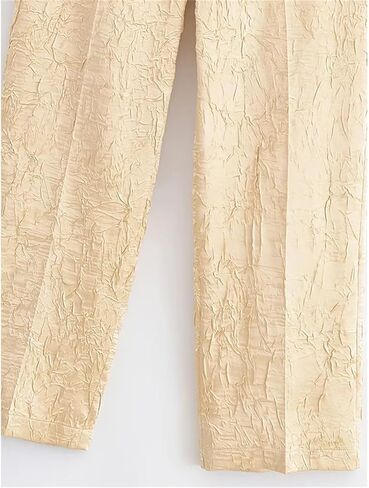 Women's Mid-Rise Pleated Satin Ankle Length Pants in Saudi Arabia