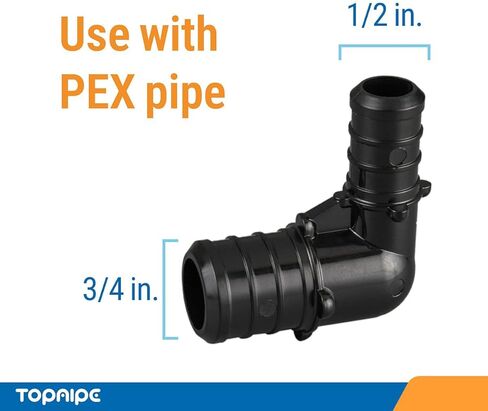 (حزمة من 5) Topaipe 3/4 بوصة PEX بولي 90 درجة كوع ، PPSU للأنابيب ، تجهيزات polumping plumbing أدوات السباكة ، موصل الكوع المناسب لأنابيب أنابيب PEX ، ASTM F2159 in Kuwait