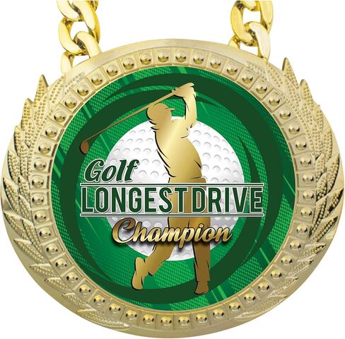 Express Medals Golf Golf Londest Drive Chain Trophy Award مع لوحة لوحة مركزية تبلغ مساحتها 6 في 5.25 بوصة وتتضمن سلسلة 34 بوصة مع حقيبة تقديمية سوداء مخملية. in Kuwait